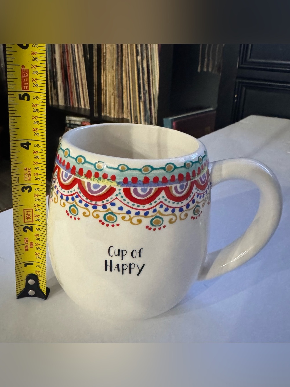 NATURAL LIFE Boho Cup of Happy Mug, Multicolor Decorative Border, Discontinued - Picture 7 of 8